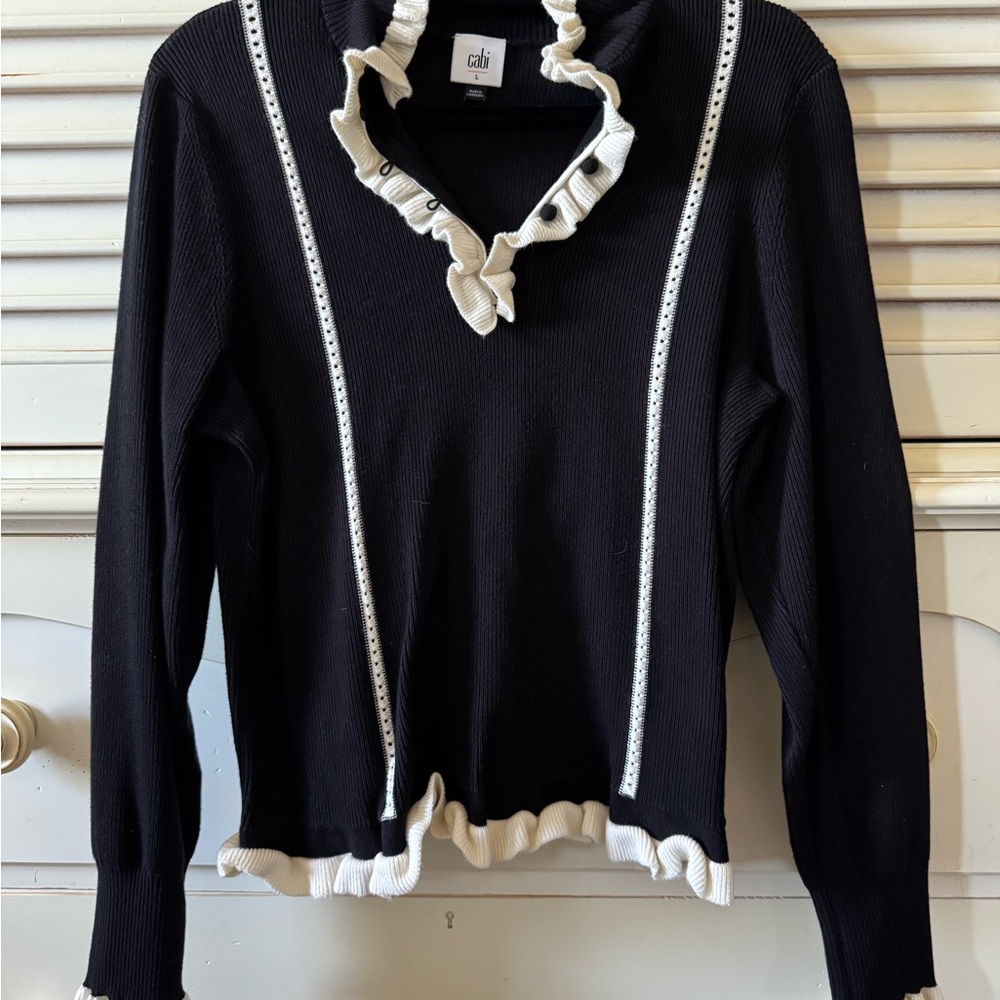 CAbi Women's Black and White Sweater Size L